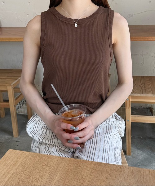 Lepidos 水着 リブタンクトップ & リブタイサイドボトム モカ ブラウン Lepidos 水着 リブタンクトップ & リブタイサイドボトム モカ