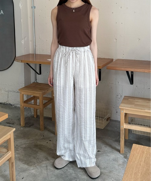 LE MORE（リモア）の「シンプルリブタンク（タンクトップ・レディース・グレー/アイボリー/ブラック/レッド/ブラウン・FREE）」の13枚目の写真