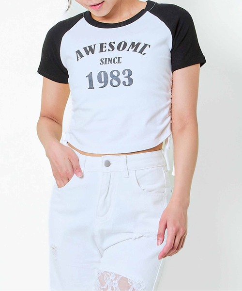 GORGE(ゴージ)の「《1983ロゴ×ドロスト》レディース 半袖Tシャツ クロップド丈 配色ラグラン 春夏秋(Tシャツ/カットソー・レディース・オフホワイト/グレー/ワイン・F)」の10枚目の写真