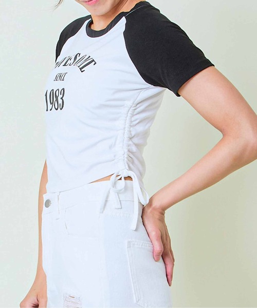 GORGE(ゴージ)の「《1983ロゴ×ドロスト》レディース 半袖Tシャツ クロップド丈 配色ラグラン 春夏秋(Tシャツ/カットソー・レディース・オフホワイト/グレー/ワイン・F)」の9枚目の写真
