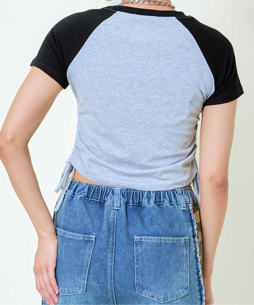 GORGE(ゴージ)の「《1983ロゴ×ドロスト》レディース 半袖Tシャツ クロップド丈 配色ラグラン 春夏秋(Tシャツ/カットソー・レディース・オフホワイト/グレー/ワイン・F)」の5枚目の写真