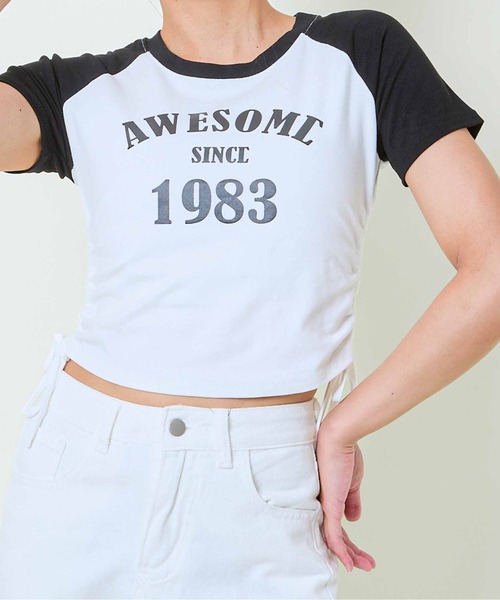 GORGE(ゴージ)の「《1983ロゴ×ドロスト》レディース 半袖Tシャツ クロップド丈 配色ラグラン 春夏秋(Tシャツ/カットソー・レディース・オフホワイト/グレー/ワイン・F)」の18枚目の写真