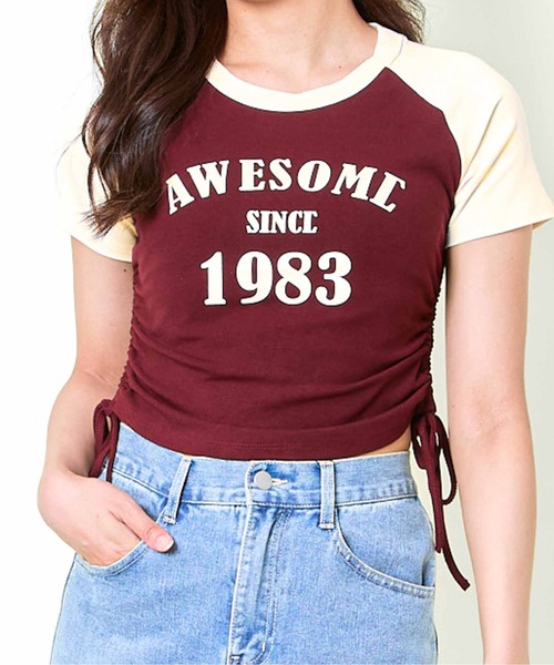 GORGE(ゴージ)の「《1983ロゴ×ドロスト》レディース 半袖Tシャツ クロップド丈 配色ラグラン 春夏秋(Tシャツ/カットソー・レディース・オフホワイト/グレー/ワイン・F)」の20枚目の写真