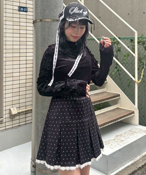 Candy Stripper（キャンディストリッパー）の「DOLLY RIBBON VELOUR トップス（Tシャツ/カットソー・レディース・スモークピンク/ブラック/オフホワイト/チャコール・FREE）」の11枚目の写真