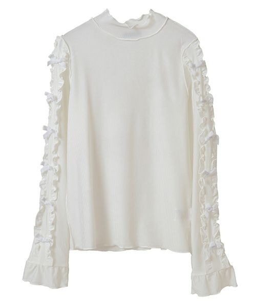 Candy Stripper（キャンディストリッパー）の「DOLLY RIBBON VELOUR トップス（Tシャツ/カットソー・レディース・スモークピンク/ブラック/オフホワイト/チャコール・FREE）」の19枚目の写真