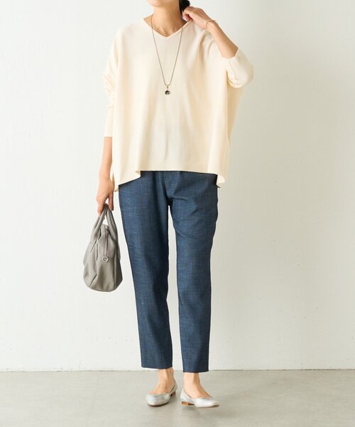 BEARDSLEY（ビアズリー）の「コットンショートBIGニット（ニット/セーター・レディース・アイボリー/ブラック・FREE）」の4枚目の写真