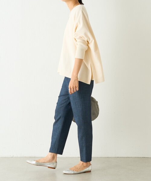 BEARDSLEY（ビアズリー）の「コットンショートBIGニット（ニット/セーター・レディース・アイボリー/ブラック・FREE）」の5枚目の写真