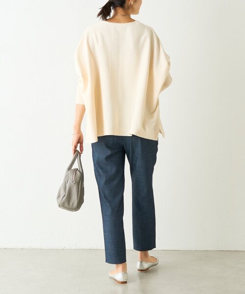 BEARDSLEY（ビアズリー）の「コットンショートBIGニット（ニット/セーター・レディース・アイボリー/ブラック・FREE）」の6枚目の写真