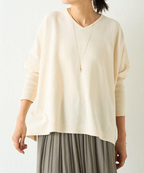 BEARDSLEY（ビアズリー）の「コットンショートBIGニット（ニット/セーター・レディース・アイボリー/ブラック・FREE）」の7枚目の写真