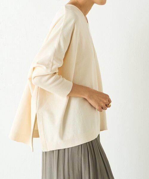 BEARDSLEY（ビアズリー）の「コットンショートBIGニット（ニット/セーター・レディース・アイボリー/ブラック・FREE）」の8枚目の写真