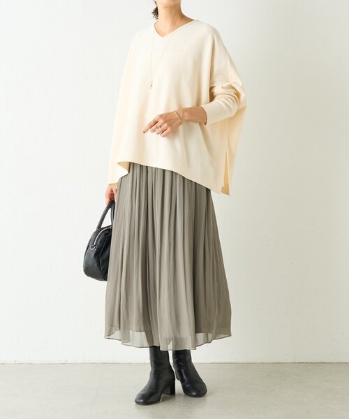 BEARDSLEY（ビアズリー）の「コットンショートBIGニット（ニット/セーター・レディース・アイボリー/ブラック・FREE）」の10枚目の写真