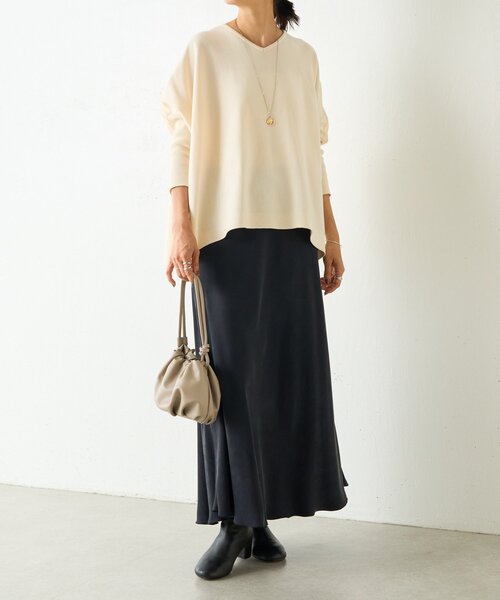 BEARDSLEY（ビアズリー）の「コットンショートBIGニット（ニット/セーター・レディース・アイボリー/ブラック・FREE）」の14枚目の写真