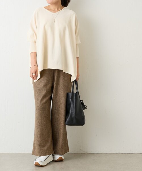 BEARDSLEY（ビアズリー）の「コットンショートBIGニット（ニット/セーター・レディース・アイボリー/ブラック・FREE）」の17枚目の写真