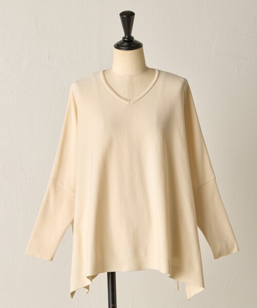 BEARDSLEY（ビアズリー）の「コットンショートBIGニット（ニット/セーター・レディース・アイボリー/ブラック・FREE）」の18枚目の写真