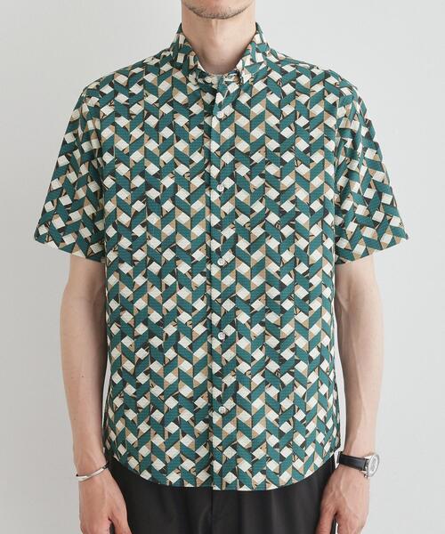 TAKEO KIKUCHI(タケオキクチ)の「【COOL CITY WEAR】籠目アート柄 サッカーシャツ /通気性(シャツ/ブラウス・メンズ・モスグリーン系/イエロー系9・02/03/04)」の18枚目の写真