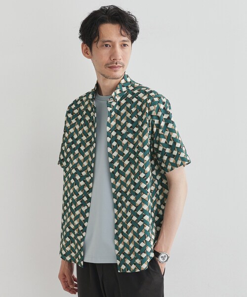 TAKEO KIKUCHI(タケオキクチ)の「【COOL CITY WEAR】籠目アート柄 サッカーシャツ /通気性(シャツ/ブラウス・メンズ・モスグリーン系/イエロー系9・02/03/04)」の9枚目の写真