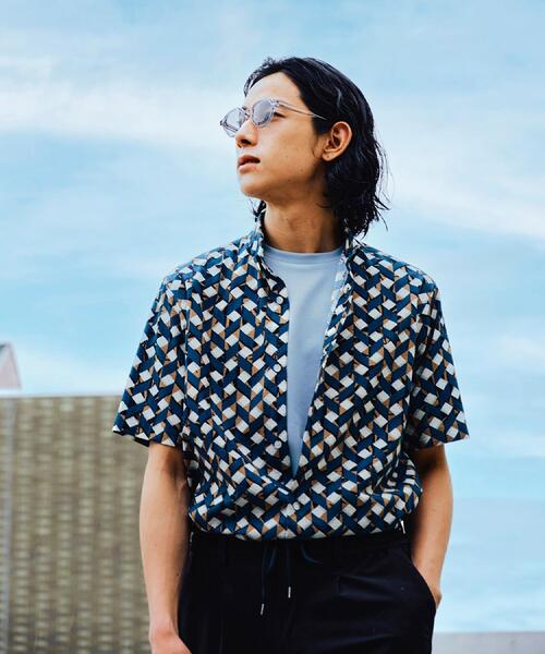 TAKEO KIKUCHI(タケオキクチ)の「【COOL CITY WEAR】籠目アート柄 サッカーシャツ /通気性(シャツ/ブラウス・メンズ・モスグリーン系/イエロー系9・02/03/04)」の15枚目の写真