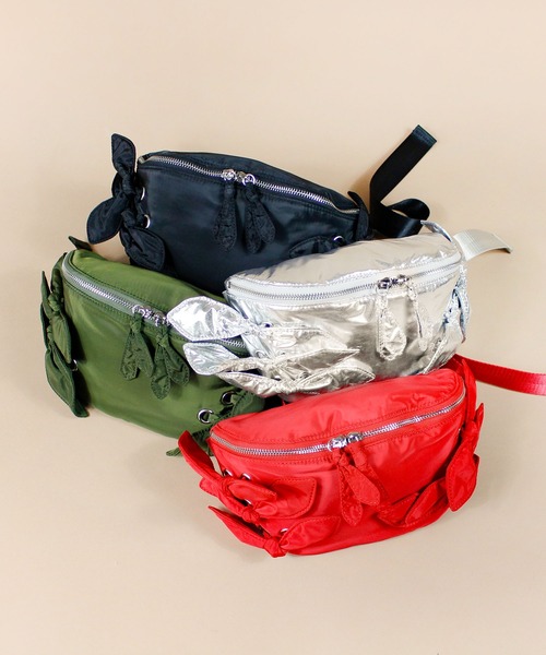 Casselini（キャセリーニ）の「Casselini(キャセリーニ)リボンウエストポーチ（ボディバッグ/ウエストポーチ・レディース・カーキ/レッド/シルバー/ブラック・FREE）」の15枚目の写真