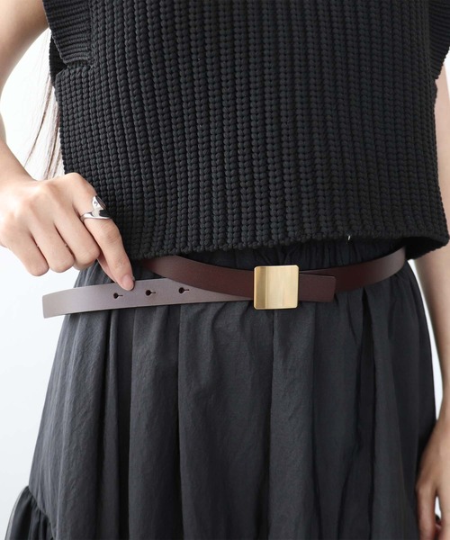 Three Four Time(スリーフォータイム)の「スクエアパーツベルト(ベルト・レディース・ブラウン/ブラック・FREE)」の2枚目の写真
