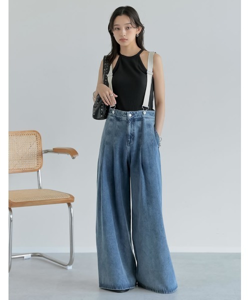 Olgouサスペンダー付きデニムワークパンツ HARVESTY｜サスペンダーガーデンパンツ サロペットパンツ