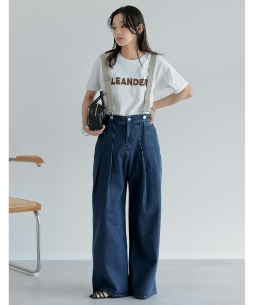 サスペンダー付きライトブルーデニムパンツ ライトデニムサスペンダーバックルパンツ | ジョンブル公式通販