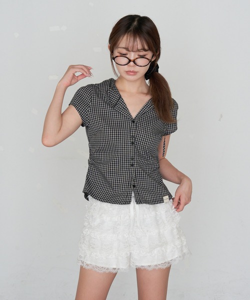 RAY CASSIN（レイカズン）の「フードチェックコンパクトシャツ（シャツ/ブラウス・レディース・ベージュ系その他2/ブラック系その他2/ブルー系その他2・FREE）」の12枚目の写真