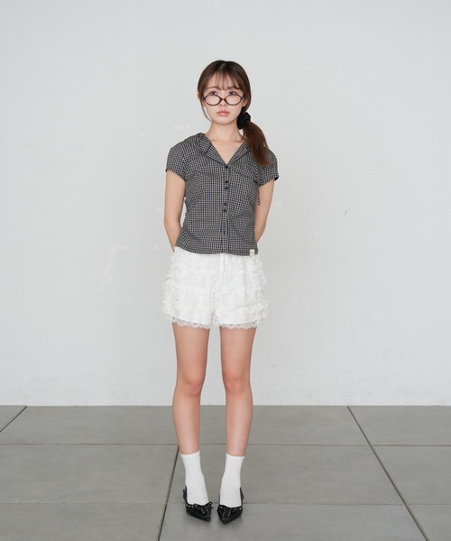 RAY CASSIN（レイカズン）の「フードチェックコンパクトシャツ（シャツ/ブラウス・レディース・ベージュ系その他2/ブラック系その他2/ブルー系その他2・FREE）」の15枚目の写真