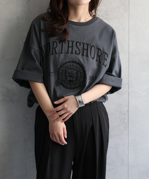 セール】カレッジロゴ刺繍BigTeeシャツ（Tシャツ/カットソー