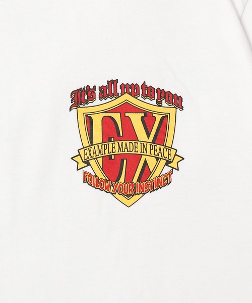EXAMPLE(エグザンプル)の「EXAMPLE SHIELD LOGO S/S TEE(Tシャツ/カットソー・メンズ・ホワイト×ブルー/ホワイト×レッド/ブラック系その他2/ブラック系その他・M/L/XL/XXL)」の9枚目の写真