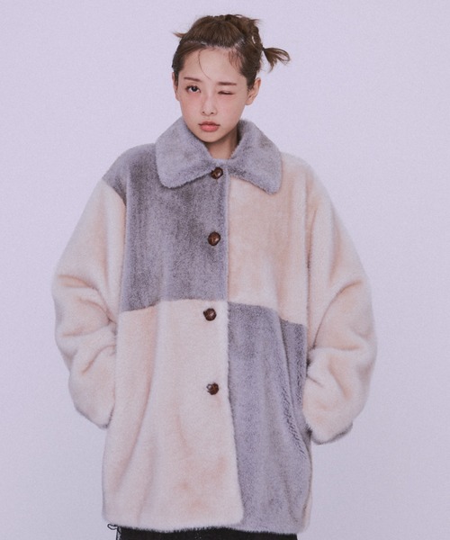 パッチワークエコファーミドルコート（ステンカラーコート）｜FURFUR