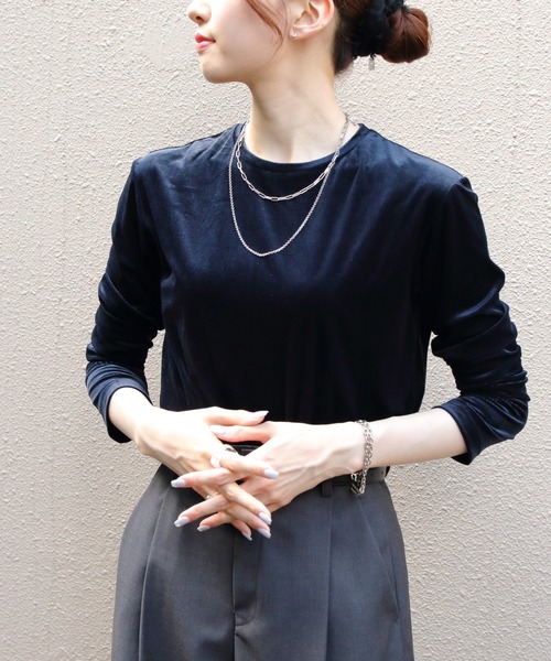 【SHINZONE】ペプラム長袖トップス/ロンT/ネイビー/紺/シンプル SHINZONE】ペプラム長袖トップス/ロンT/ネイビー/紺/シンプル