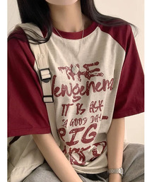 フロントプリント ラグラン半袖Tシャツ
