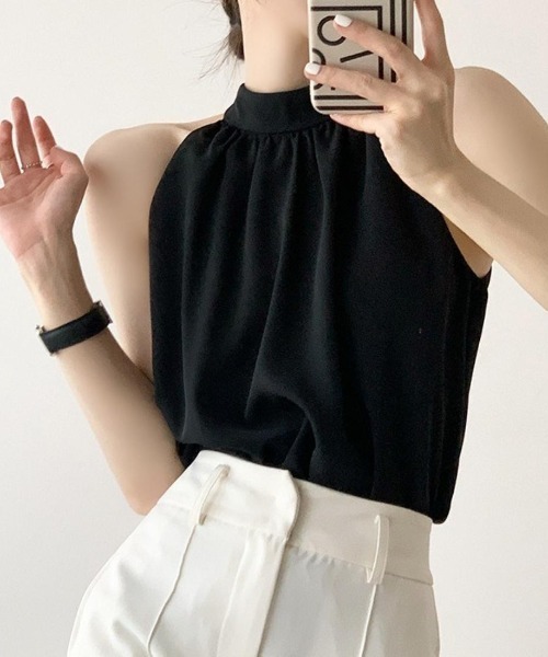 maison de LATIR(メゾンドラティール)の「夏服 コーデに映える、かっこよい私。抜け感で魅せる、大人 ノースリーブ 。(タンクトップ・レディース・ホワイト/ブラック・FREE)」の5枚目の写真
