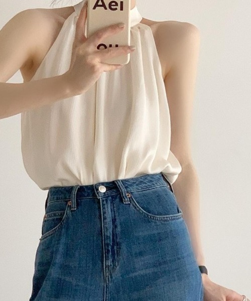 maison de LATIR(メゾンドラティール)の「夏服 コーデに映える、かっこよい私。抜け感で魅せる、大人 ノースリーブ 。(タンクトップ・レディース・ホワイト/ブラック・FREE)」の7枚目の写真