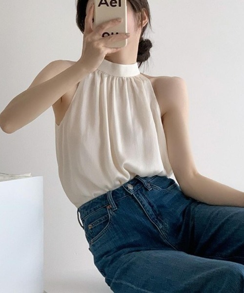 maison de LATIR(メゾンドラティール)の「夏服 コーデに映える、かっこよい私。抜け感で魅せる、大人 ノースリーブ 。(タンクトップ・レディース・ホワイト/ブラック・FREE)」の8枚目の写真