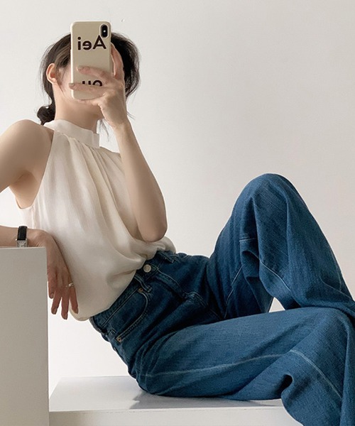maison de LATIR(メゾンドラティール)の「夏服 コーデに映える、かっこよい私。抜け感で魅せる、大人 ノースリーブ 。(タンクトップ・レディース・ホワイト/ブラック・FREE)」の20枚目の写真