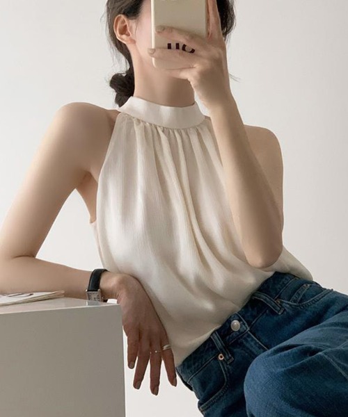 maison de LATIR(メゾンドラティール)の「夏服 コーデに映える、かっこよい私。抜け感で魅せる、大人 ノースリーブ 。(タンクトップ・レディース・ホワイト/ブラック・FREE)」の18枚目の写真