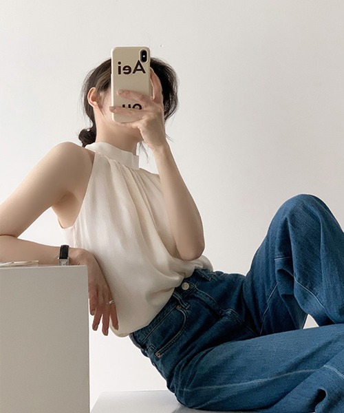 maison de LATIR(メゾンドラティール)の「夏服 コーデに映える、かっこよい私。抜け感で魅せる、大人 ノースリーブ 。(タンクトップ・レディース・ホワイト/ブラック・FREE)」の14枚目の写真