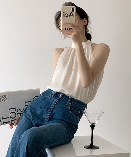 maison de LATIR(メゾンドラティール)の「夏服 コーデに映える、かっこよい私。抜け感で魅せる、大人 ノースリーブ 。(タンクトップ・レディース・ホワイト/ブラック・FREE)」の13枚目の写真
