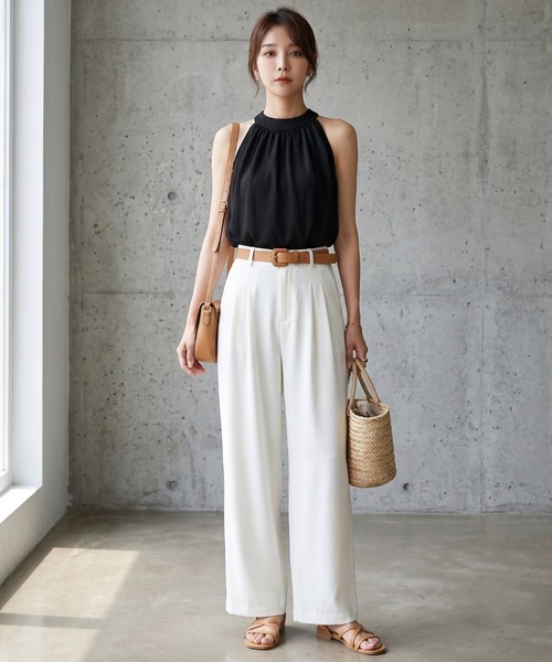maison de LATIR(メゾンドラティール)の「夏服 コーデに映える、かっこよい私。抜け感で魅せる、大人 ノースリーブ 。(タンクトップ・レディース・ホワイト/ブラック・FREE)」の22枚目の写真