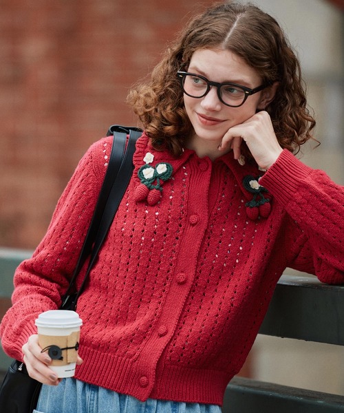 MILKFED.（ミルクフェド）の「STRAWBERRY KNIT CARDIGAN（カーディガン