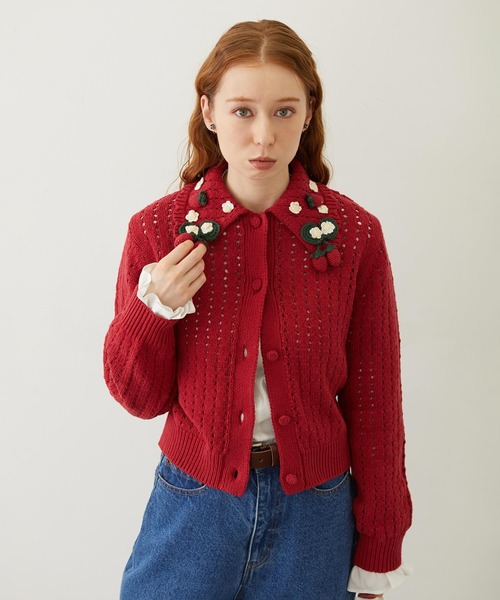 ミルクフェド今期完売いちごカーディガン STRAWBERRY KNIT CARDIGAN｜ミルクフェドの通販｜&mall（アンドモール