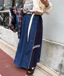 ジャージMIXデニムフレアスカート