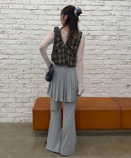 CIAOPANIC（チャオパニック）の「シャーリングチェックジップベスト（ベスト・レディース・レッド/グリーン/ブラウン・ONE SIZE）」の14枚目の写真