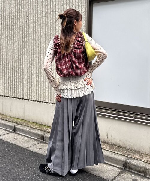 CIAOPANIC（チャオパニック）の「シャーリングチェックジップベスト（ベスト・レディース・レッド/グリーン/ブラウン・ONE SIZE）」の21枚目の写真