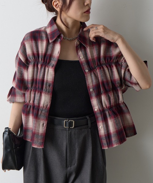 COLONY 2139(コロニートゥーワンスリーナイン)の「起毛チェックシャーリングブラウス(シャツ/ブラウス・レディース・アイボリー/ブラック/ボルドー・FREE)」の3枚目の写真