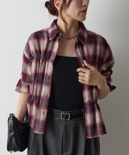 COLONY 2139(コロニートゥーワンスリーナイン)の「起毛チェックシャーリングブラウス(シャツ/ブラウス・レディース・アイボリー/ブラック/ボルドー・FREE)」の20枚目の写真