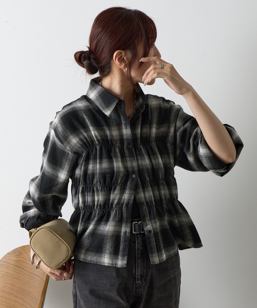 COLONY 2139(コロニートゥーワンスリーナイン)の「起毛チェックシャーリングブラウス(シャツ/ブラウス・レディース・アイボリー/ブラック/ボルドー・FREE)」の15枚目の写真