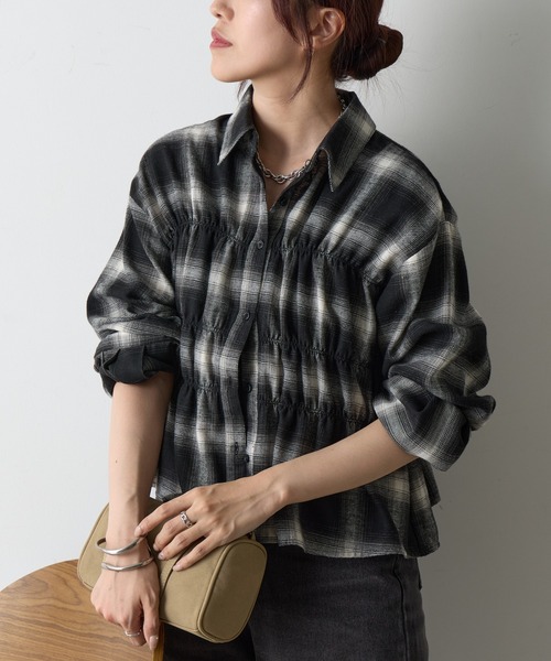 COLONY 2139(コロニートゥーワンスリーナイン)の「起毛チェックシャーリングブラウス(シャツ/ブラウス・レディース・アイボリー/ブラック/ボルドー・FREE)」の13枚目の写真