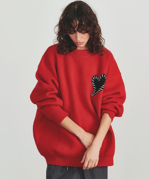 Revo.(レボ)の「【25AW新色追加】Revo. ワンポイント ハートステッチデザイン ルーズニット プルオーバー(ニット/セーター・メンズ・ブラック/グレー/ブルー/レッド・FREE)」の22枚目の写真